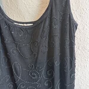 Vintage‎ Cache Black Beaded Sleeveless Maxi Dress Size Medium Stretch Y2K 90s